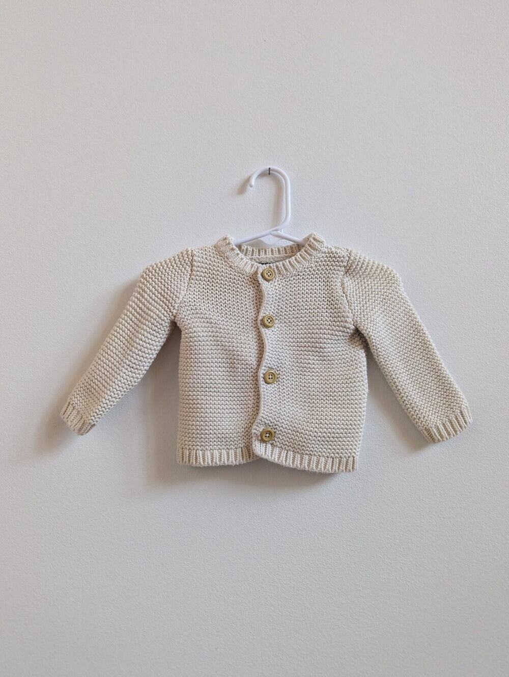 Baby Gap Cardigan 3-6m Unisex Cream Cable Knit Sweater